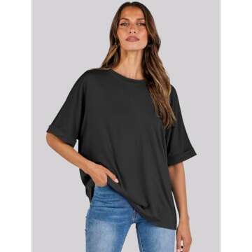 ANRABESS Womens Tops Oversized T Shirts Short Sleeve Crewneck Summer Casual Loose Basic Tee Shirt 2025 Trendy Fashion Clothes Black Small
