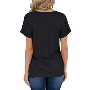 MIHOLL Women's Short Sleeve V-Neck Shirts Loose Casual Tee T-Shirt (Leopard- Black, Large)