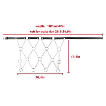 Ayliss Women Punk Waist Belt Metal Chain PU Leather Belly Hip Skirt Wrap Rocker Waistband Belt Dance Clubwear Party Costume (Black #1)