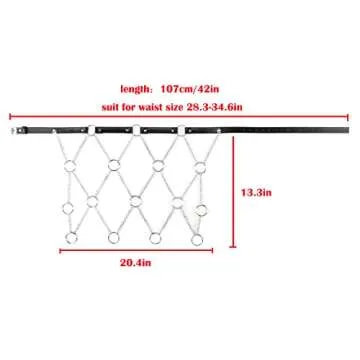 Ayliss Women Punk Waist Belt Metal Chain PU Leather Belly Hip Skirt Wrap Rocker Waistband Belt Dance Clubwear Party Costume (Black #1)