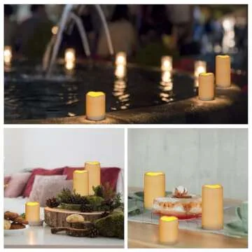 Artmarry Flameless Candles 4" 5" 6" Set of 3 Ivory Outdoor Indoor Pillars 3" Diameter Battery Operated Flickering Candles Include 10-Key Remote Timer Function 400+ Hours Requires 2 AA Batteries