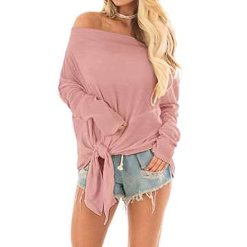 Chic Off The Shoulder Blouse in Blush - Women's Fashion