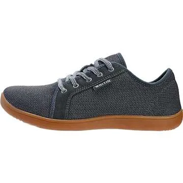 WHITIN Men's Extra Wide Width Fashion Barefoot Sneakers Zero Drop Sole W81 Size 11W Minimus Lifting Minimalist Tennis Shoes Walking Grey Gum 44