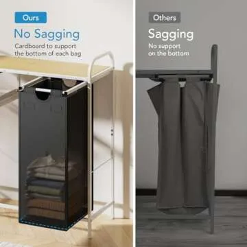 Yecaye Laundry Sorter 3 Section, Laundry Hamper with Shelf and 1 Drawer, 35.7Gal(135L) Laundry Basket Organizer, Pull-Out and Removable Oxford Fabric Laundry Bags for Laundry Room, Bedroom, Bathroom