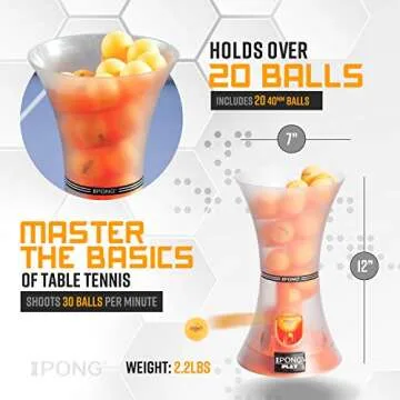 iPong Play Table Tennis Trainer Robot with 20 ABS Training Balls, Orange