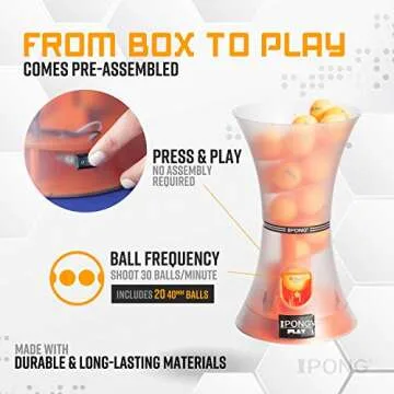 iPong Play Table Tennis Trainer Robot with 20 ABS Training Balls, Orange