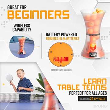 iPong Play Table Tennis Trainer Robot with 20 ABS Training Balls, Orange