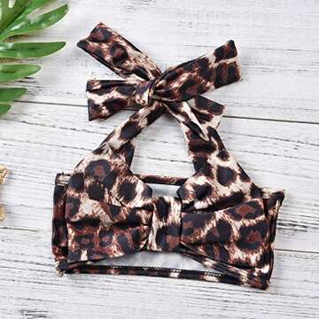 Aalizzwell Baby Girl Bathing Suit, Toddler Girls Two Piece Swimsuit Halter Top Bikini Bottoms Swimming Suit