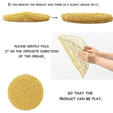 IcosaMro Gold Round Placemats for Dining Table Set of 6 Non-Slip Woven Heat Resistant Circle Table Mats Metallic Place Mats for Table Decor Holiday Christmas Wedding Accent Centerpiece, 14.96 Inches