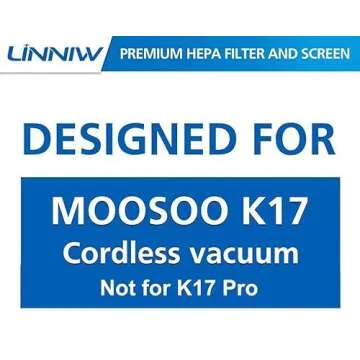 6 Pack K17 Replacement Vacuum Filters, Only Compatible with MOOSOO K17 Cordless Vacuum (Not for K17 Pro), Includes 6 HEPA Filters and 6 Strainer Screens