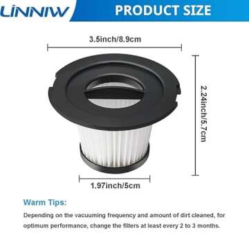 6 Pack K17 Replacement Vacuum Filters, Only Compatible with MOOSOO K17 Cordless Vacuum (Not for K17 Pro), Includes 6 HEPA Filters and 6 Strainer Screens