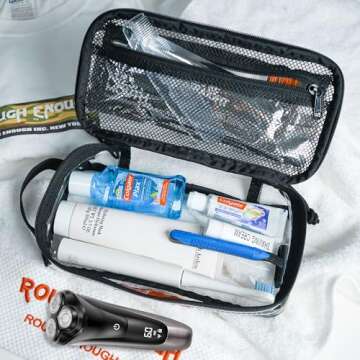 Rough Enough Clear Travel TSA Approved Toiletry Bag Small Toothbrush Case Shaving Kit Organizer Pouc...