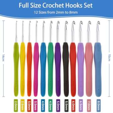 RealPlus 12 Sizes Crochet Hooks Set for Arthritic Hands, Ergonomic Soft Grip Handles, Crochet Kit fo...