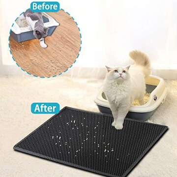 kaxionage Cat Litter Mat, Litter Box Mat,Honeycomb Double Layer Trapping Litter Mat Design,Waterproo...