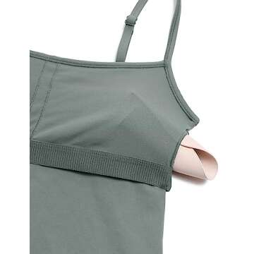 CRZ YOGA Womens Butterluxe Athletic Adjustable Strap Rompers Workout One Piece Sleeveless Jumpsuits Padded Bodysuit Shorts Grey Sage Large