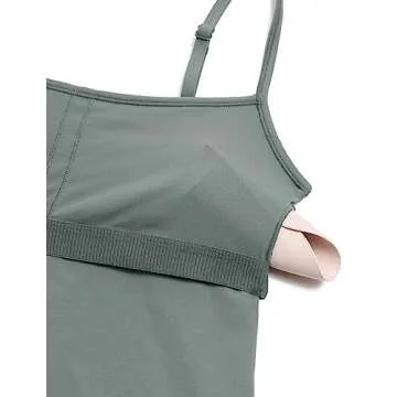 CRZ YOGA Womens Butterluxe Athletic Adjustable Strap Rompers Workout One Piece Sleeveless Jumpsuits Padded Bodysuit Shorts Grey Sage Large