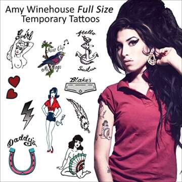 Amy Winehouse Temporary Tattoos (P-9039)