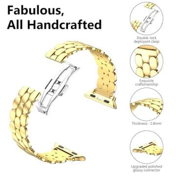 TISIMO Compatible with Apple Watch Band 45mm 44mm 42mm 41mm 40mm 38mm Women,Stainless Steel Metal iW...