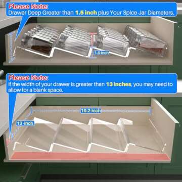 Antimbee Spice Drawer Organizer, 4 Tier- 4 Pack Acrylic Spice Rack Tray for Drawer,Kitchen Spice Rac...