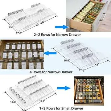 Antimbee Spice Drawer Organizer - Expanding 4 Tier Rack