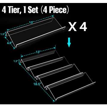Antimbee Spice Drawer Organizer, 4 Tier- 4 Pack Acrylic Spice Rack Tray for Drawer,Kitchen Spice Rack Tray for Countertop expandable From 13" to 26",Holds up 28 Spice Jars (Jars not Include)