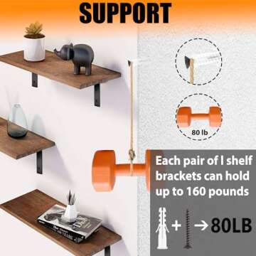 Yoozell Floating L Shelf Brackets, White Shelf Brackets Heavy Duty with Screws, 90° Angle Metal Shelf Brackets & Supports for Kitchen, Bathroom, Warehouse, 160 lb Load Capacity-(6"x6"-12Pack)