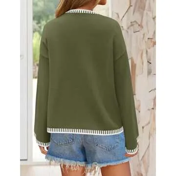 ZESICA Women's Oversized Fall Sweater - Color Block & Comfort
