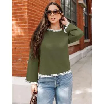 ZESICA Women's Oversized Fall Sweater - Color Block & Comfort