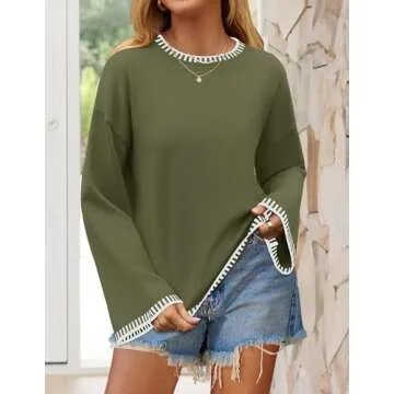 ZESICA Women's Oversized Fall Sweater - Color Block & Comfort