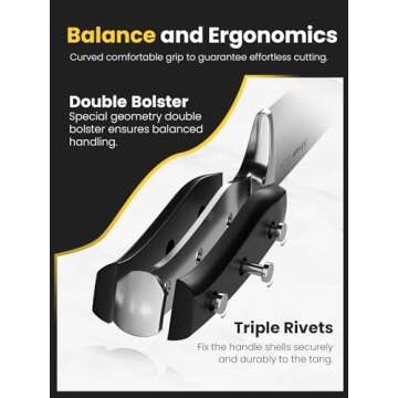 Knife Set, Slege 16-Pieces Kitchen Knife Set with Block, Stainless Steel Kitchen Knives with Sharpener, Kitchen Shears and Carving Fork, Black