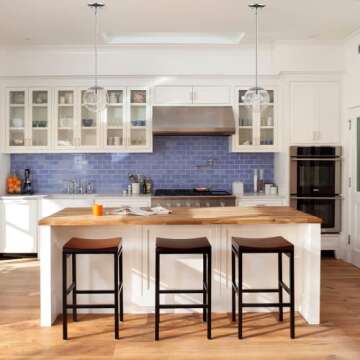 MOTINI Globe Pendant Light, 1-Light Silver Chrome Pendant Lighting with 8" Clear Glass Shade, Single Modern Ceiling Hanging Light Fixture for Kitchen Island, Dining Room