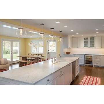 MOTINI Globe Pendant Light, 1-Light Silver Chrome Pendant Lighting with 8" Clear Glass Shade, Single Modern Ceiling Hanging Light Fixture for Kitchen Island, Dining Room