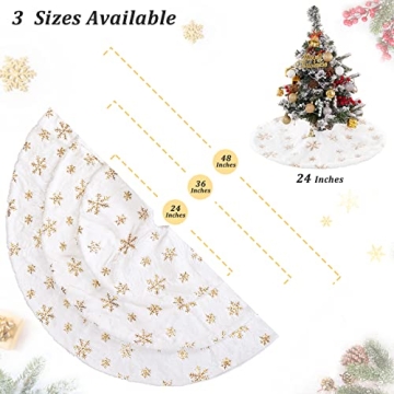 Stunning White Faux Fur Tree Skirt with Gold Accents 24"