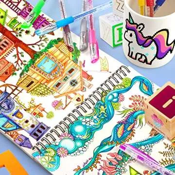 sunacme Fruity Scented Gel Ink Pens, 12 Assorted Colorful Gel Pens for Drawing, Writing, Coloring at School & Home