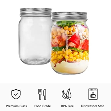 Haneye 20 Pack Glass Mason Jars with Lids for Storage