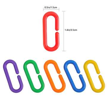 Suwimut 1000 Pieces Plastic C-Clip Hooks Chain Links, Interchangeable Rainbow C-Links Kids Learning ...