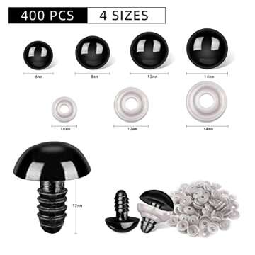 LEUCHTAMOR 800Pcs Safety Eyes (6-14mm) with Washers for Crochet Amigurumi, Stuffed Animals, Doll Mak...