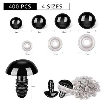 LEUCHTAMOR 800Pcs Safety Eyes (6-14mm) with Washers for Crochet Amigurumi, Stuffed Animals, Doll Mak...