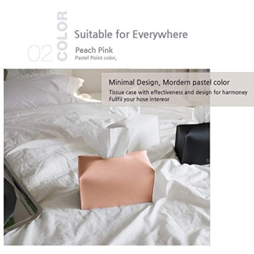 carrotez Tissue Box Cover, [Refined] Modern PU Leather Rectangular Tissue Box Holder - Decorative Holder/Organizer for Bathroom Vanity Countertop, Night Stands, Office Desk 9.5"X5"X5" - Peach Pink