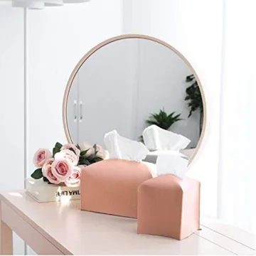 carrotez Tissue Box Cover, [Refined] Modern PU Leather Rectangular Tissue Box Holder - Decorative Holder/Organizer for Bathroom Vanity Countertop, Night Stands, Office Desk 9.5"X5"X5" - Peach Pink