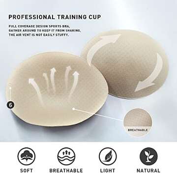 Racerback Sports Bras for Women High Impact Support Padded Workout Yoga Bra with Removable Cups for Fitness Gym Beige