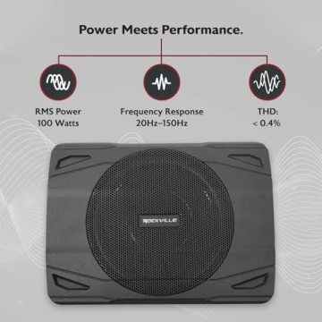 Rockville SS8P 400w Slim Active Subwoofer for Cars Trucks