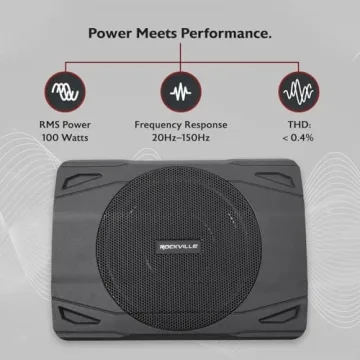 Rockville SS8P 400w Slim Active Subwoofer for Cars Trucks