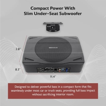 Rockville SS8P 400w Slim Active Subwoofer for Cars Trucks