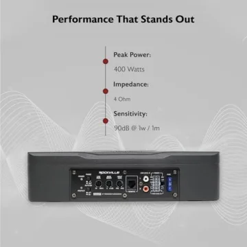 Rockville SS8P 400w Slim Active Subwoofer for Cars Trucks