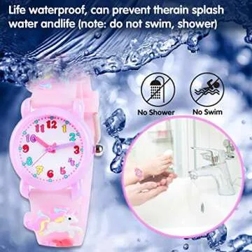 Venhoo Kids Watches 3D Cute Cartoon Waterproof Silicone Children Toddler Wrist Unicorn Watch for 3-10 Year Girls Little Child-Purple