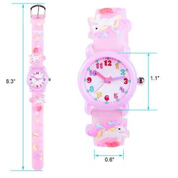 Venhoo Kids Watches 3D Cute Cartoon Waterproof Silicone Children Toddler Wrist Unicorn Watch for 3-10 Year Girls Little Child-Purple