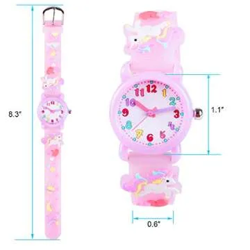 Venhoo Kids Watches 3D Cute Cartoon Waterproof Silicone Children Toddler Wrist Unicorn Watch for 3-10 Year Girls Little Child-Purple