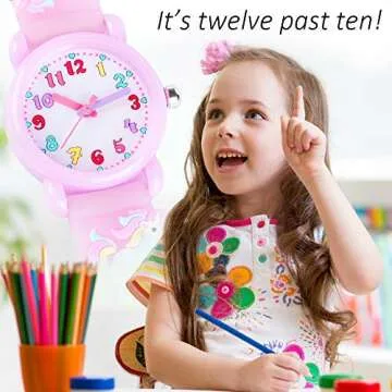 Venhoo Kids Watches 3D Cute Cartoon Waterproof Silicone Children Toddler Wrist Unicorn Watch for 3-10 Year Girls Little Child-Purple