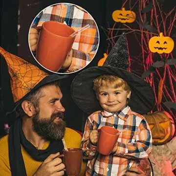 Yoande 10 Pcs Halloween Themed Glass Drinking Straws Pattern Decorative Drinking Straws with Cleaning Brush for Party Supplies (Pumpkin, Ghost)